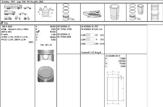 PİSTON SEGMAN 8770704 STD 70,8 PALIO SIENA 1.2-8V ALBEA DOBLO resmi