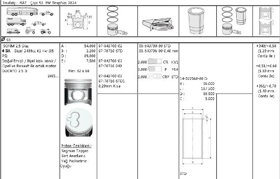 PİSTON SEGMAN 8770710 STD 93,0 DUCATO MASTER-II MOVANO 2.5D S9U resmi