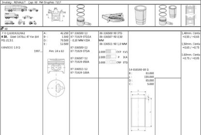 PİSTON SEGMAN 8771829 100 8733651112 80,0 R19 EKSPRES 1.9D F8Q resmi