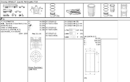 PİSTON SEGMAN 8771853 STD 8733510012 81,0 FLASH 1700 EXPRES R21 F2N resmi