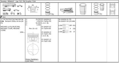 PİSTON SEGMAN 8771854 STD 8710420002 79,5 MEGANE 1.6İ K7M 1-2 SİLİNDİR resmi