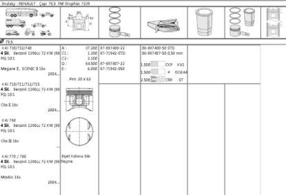 PİSTON SEGMAN 8771942 STD 8788740022 79,50 MEGANE-II CLIO-II-III 1.4-16V K4J resmi