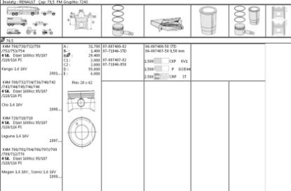 PİSTON SEGMAN 8771946 050 8788740702 79,50 MEGANE KANGO CLIO LAGUNA 1.6-16V K4M resmi