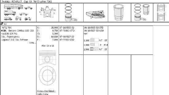PİSTON SEGMAN 8771963 STD LAGUNA-I 2.0-16V N7Q 83,00 resmi