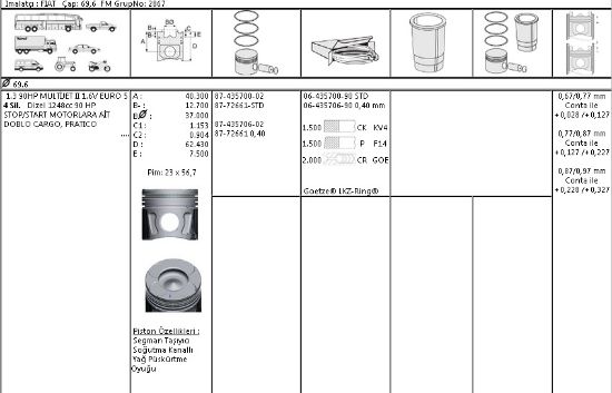 PİSTON SEGMAN 8772661 STD 69,60 EURO 5 (90HP) DOBLO 1.3 MJET START-STOP ASTRA-J resmi