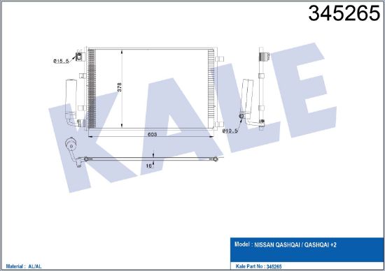 KLİMA RADYATÖRÜ 345265 QASHQAI-II 1.6 (07>) (KURUTUCULU) [603X378X16] BRAZING resmi