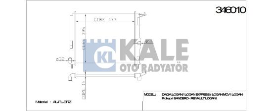 RADYATÖR 346010 LOGAN SANDERO (09-13) 1.5DCI 1.4 1.6 -AC +MS (BRAZING) resmi