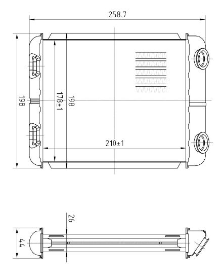 KALORİFER RADYATÖRÜ 346715 LAGUNA-II (01-07) (+AC'Lİ) (208x182x26) (BRAZING) resmi