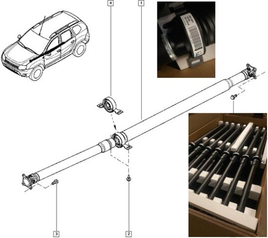 KARDAN MİLİ + DİNGİL ARA TAKOZ KOMPLE DUSTER (370002820R-397740385R) resmi