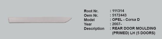 KAPI ÇITASI ARKA SOL 5172443 111314 CORSA-D 07->5 KAPI ASTARLI resmi