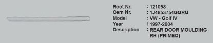 KAPI ÇITASI ARKA SAĞ 1J4853754GGRU 121058 GOLF-IV 97 04 ASTARLI resmi