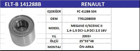 AKS BİLYASI ARKA VKBC20085 MEGANE-II FLUENCE SCENIC-II (02-) BTH1250 resmi