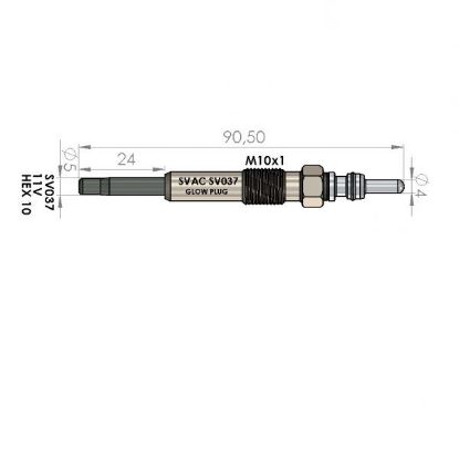 ISITMA BUJİSİ SV037 CLIO KANGO 1.5 DCI (EURO4) (11 VOLT-4.4 VOLTA VERME) resmi