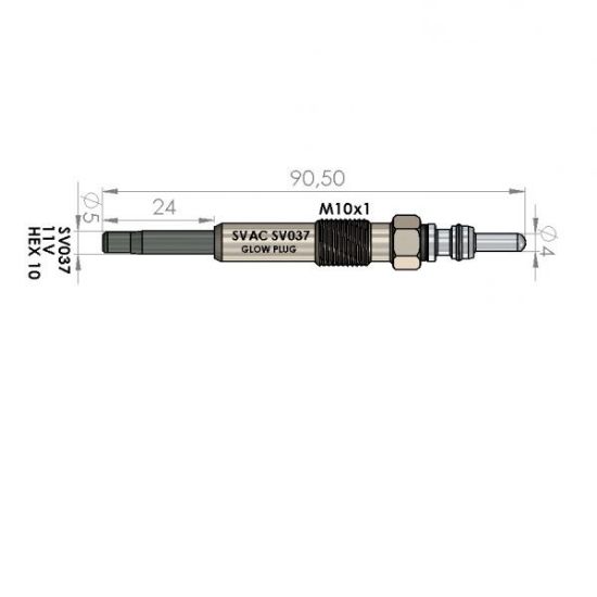 ISITMA BUJİSİ SV037 CLIO KANGO 1.5 DCI (EURO4) (11 VOLT-4.4 VOLTA VERME) resmi
