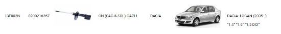 AMORTİSÖR ÖN 13F002N LOGAN (2004-2012) resmi