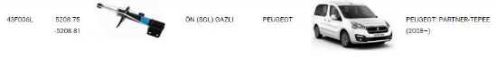 AMORTİSÖR ÖN SOL 43F006L PARTNER (2008-) resmi