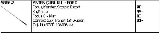 ANTEN ÇUBUĞU 5886.2 FİBER FOCUS CONNECT TRANSİT MONDEO ESCORT resmi