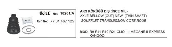 AKS KÖRÜĞÜ 10201A DIŞ (İNCE MİL R9 R11 R19 R21 CLIO-II MEGANE-I EKSPRES KANGO resmi