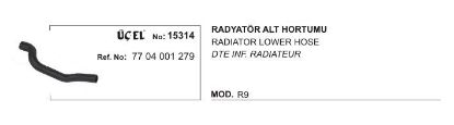 RADYATÖR HORTUMU ALT 15314 R9 7704001279 resmi