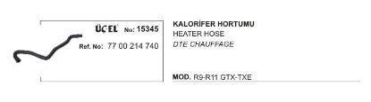 KALORİFER HORTUMU 15345 R9 R11 GTX TXE 7700214740 resmi