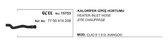 KALORİFER HORTUMU GİRİŞ 15753 KANGO 1.9 DİZEL 7700414208 resmi