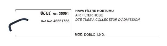 HAVA FİLTRE HORTUMU 35591 DOBLO 1.9D 46551755 resmi