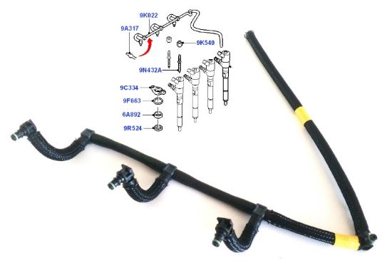 ENJEKTÖR DÖNÜŞ HORTUMU 0500406 FOCUS-II (04-11) C-MAX 1.6 TDCI resmi